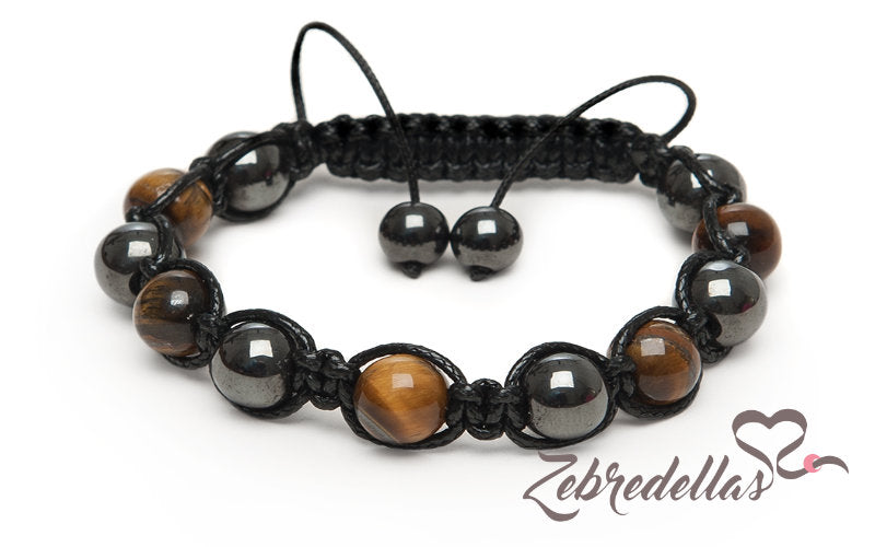 Tiger’s Eye & Hematite – 10mm Braided Bracelet