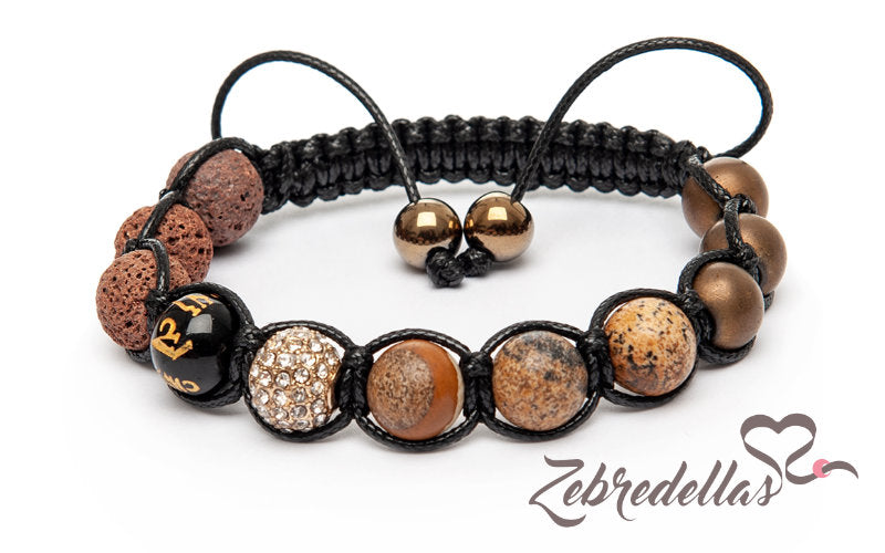 Picture Jasper & Onyx Mantra – 10mm Braided Bracelet