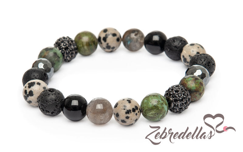 Dragon’s Blood, Jasper & Labradorite – Elastic Bracelet