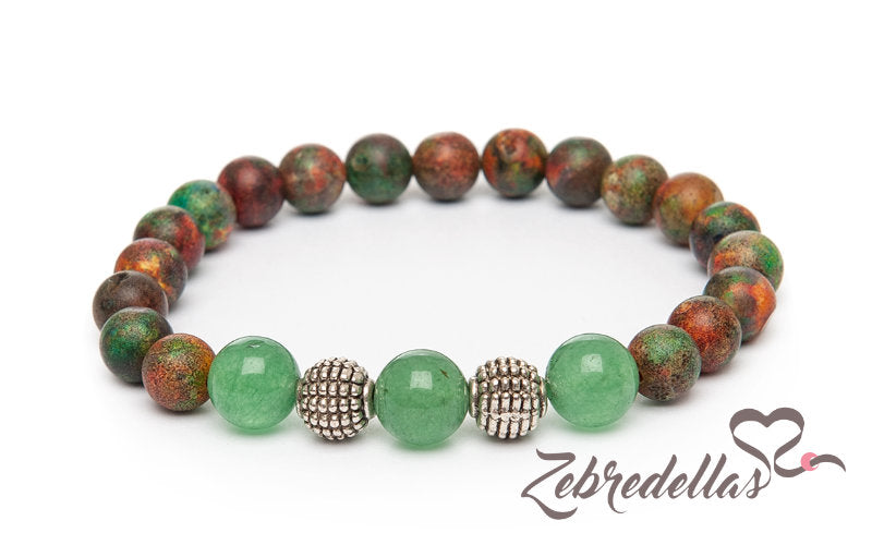 Green Aventurine & Matte Agate – Elastic Bracelet
