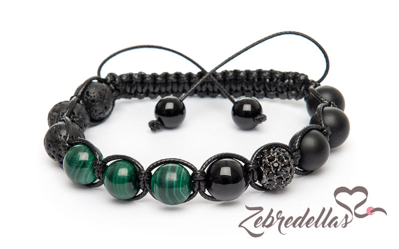 Malachite & Onyx – 10mm Braided Bracelet