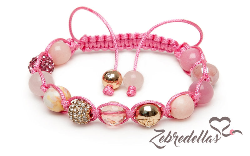 Rose Quartz & Jade Mosaic – 10mm Braided Bracelet
