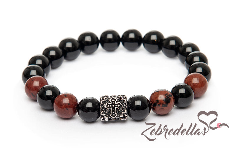 Mahogany Obsidian & Onyx – Elastic Bracelet