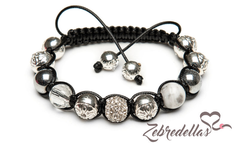Howlite & Silver Hematite – 10mm Braided Bracelet