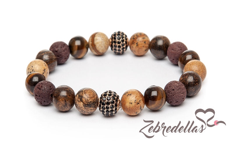Picture Jasper, Tiger’s Eye & Bronzite – Elastic Bracelet