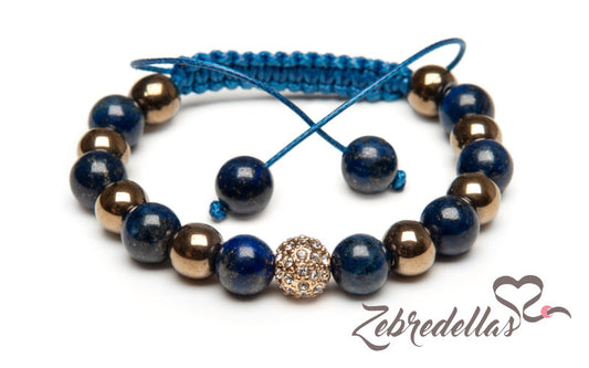 Lapis Lazuli & Pyrite – 8mm Braided Bracelet