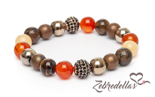 Carnelian, Tiger’s Eye & Bronzite – Elastic Bracelet