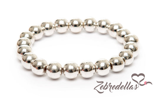 Silver Tone Hematite – Elastic Bracelet