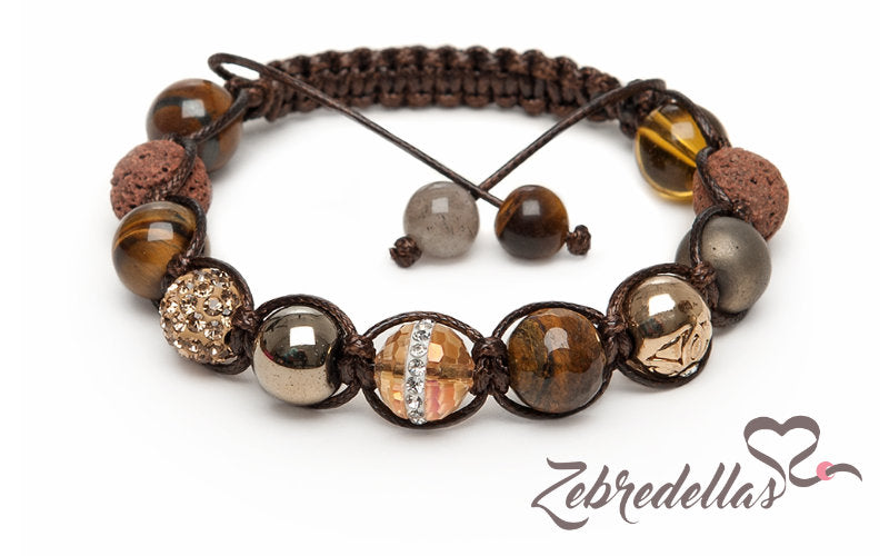 Tiger’s Eye, Labradorite & Pyrite – 10mm Braided Bracelet