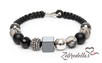 Picasso Jasper & Hematite – 10mm Braided Bracelet