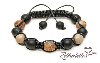 Onyx & Picture Jasper – 10mm Braided Bracelet