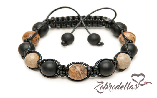 Onyx & Picture Jasper – 10mm Braided Bracelet