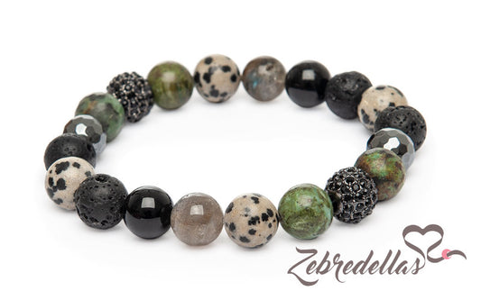 Dragon’s Blood, Jasper & Labradorite – Elastic Bracelet