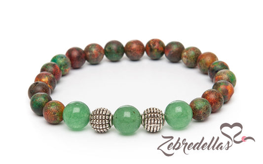 Green Aventurine & Matte Agate – Elastic Bracelet