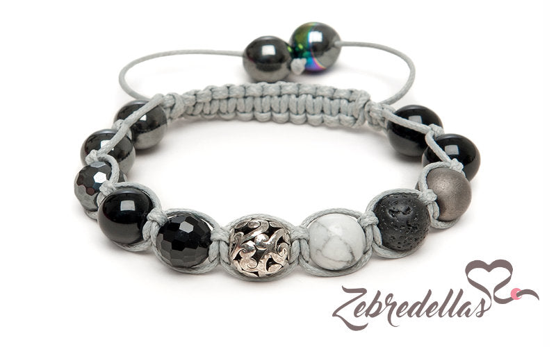 Howlite & Onyx – 10mm Braided Bracelet