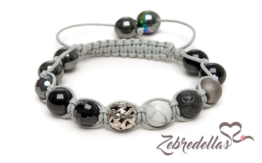 Howlite & Onyx – 10mm Braided Bracelet