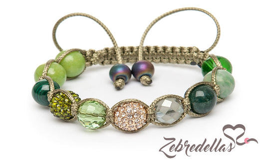 Malachite & Jade Qinghai – 10mm Braided Bracelet
