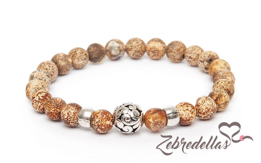 Wooden Agate – 8mm Elastic Bracelet