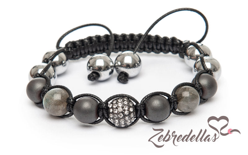 Labradorite & Hematite – 10mm Braided Bracelet