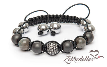 Labradorite & Hematite – 10mm Braided Bracelet