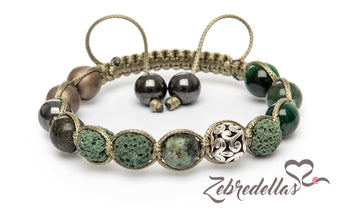 Malachite & African Turquoise – 10mm Braided Bracelet