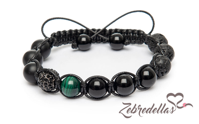 Malachite & Onyx – 10mm Braided Bracelet