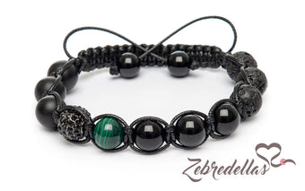 Malachite & Onyx – 10mm Braided Bracelet