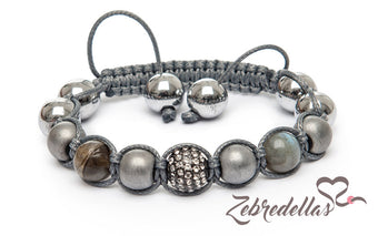 Labradorite & Hematite – 10mm Braided Bracelet