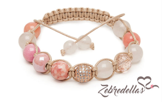 Rose Quartz & Jade Mosaic – 10mm Braided Bracelet