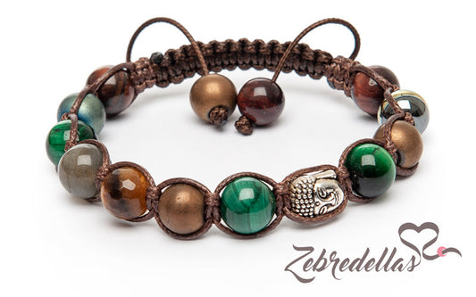 Labradorite & Malachite – 10mm Braided Bracelet