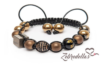 Pyrite Cube & Onyx – 10mm Braided Bracelet