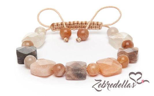 Moonstone – Mixed Cut Braided Bracelet