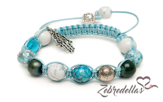Howlite & Jade Mosaic – 10mm Braided Bracelet