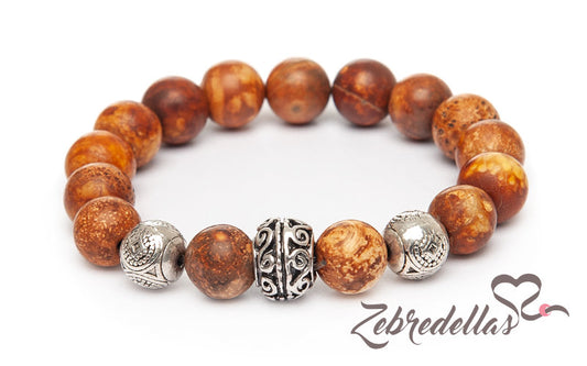 Waxed Wooden Agate – Elastic Bracelet