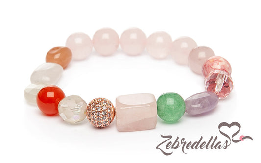 Rose Quartz, Aventurine & Amethyst – Elastic Bracelet