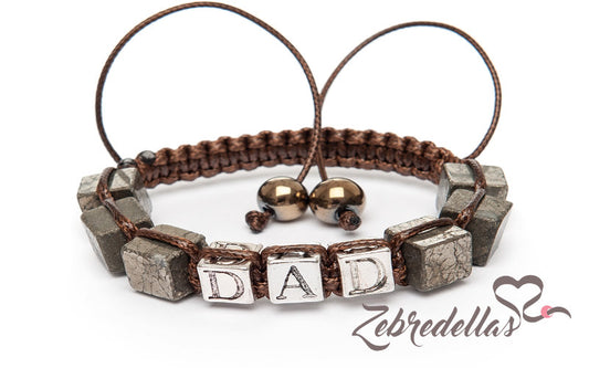 Cubed Hematite “DAD” – 10mm Braided Bracelet