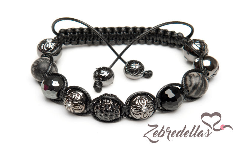 Black Picasso Jasper & Hematite – 10mm Braided Bracelet