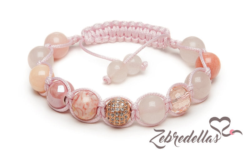 Rose Quartz & Jade Mosaic – 10mm Braided Bracelet