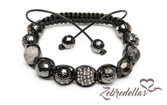 Map Picasso Jasper & Hematite – 10mm Braided Bracelet