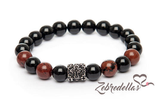 Mahogany Obsidian & Onyx – Elastic Bracelet
