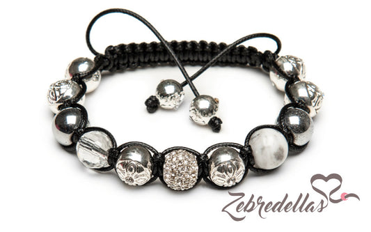 Howlite & Silver Hematite – 10mm Braided Bracelet