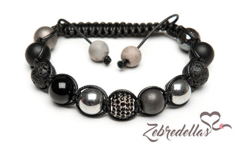 Onyx, Lava & Hematite – 10mm Braided Bracelet