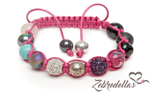 Rose Quartz, Jade Mosaic & Turquoise – 10mm Braided Bracelet