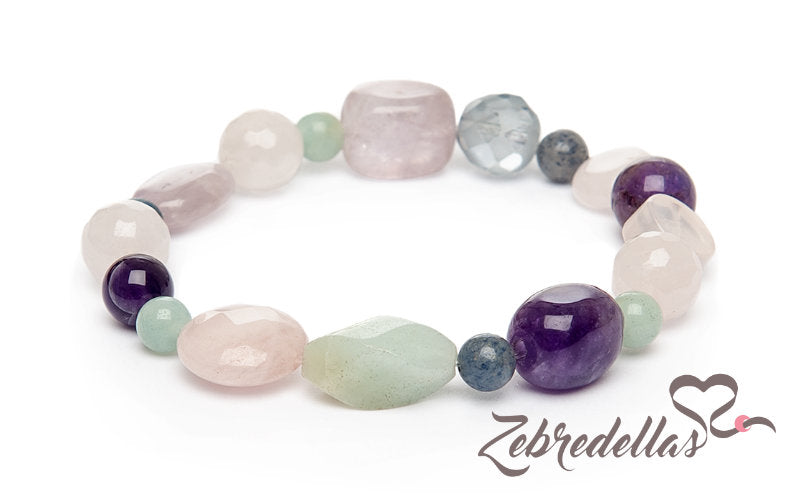 Angelite, Amazonite & Amethyst – Elastic Bracelet