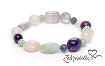 Angelite, Amazonite & Amethyst – Elastic Bracelet
