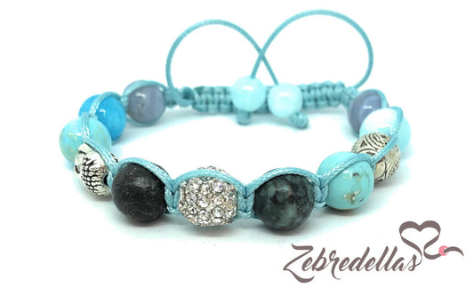 Blue Lace Agate & Turquoise – 10mm Braided Bracelet